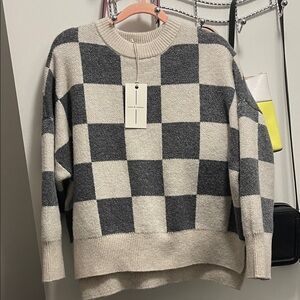 NWT Checkered Crew Neck Sweater
